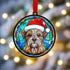 Border Terrier in Santa Hat Suncatcher Decoration